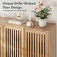 Smart FENDEE 63"W Sideboard Storage Cabinet with Slatted Doors and Adjustable Shelf,Dining Room,Natural