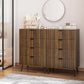 Semiocthome Dresser with 6 Fluted Drawers, Chest of Drawers, Storage Cabinet for Bedroom, Walnut,