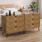 Semiocthome Modern 3 Drawer Dresser, Chest of Drawers with Diamond Doors for Bedroom, Walnut, Adult