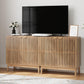 Smart FENDEE Kitchen Buffet Cabinet with Adjustable Shelf, Wood Coffee Bar Cabinet Sideboard,Natural