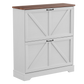 Algherohein Farmhouse Shoe Cabinet Entryway,Shoe Storage Cabinet with 2 Flip Drawers,Gray