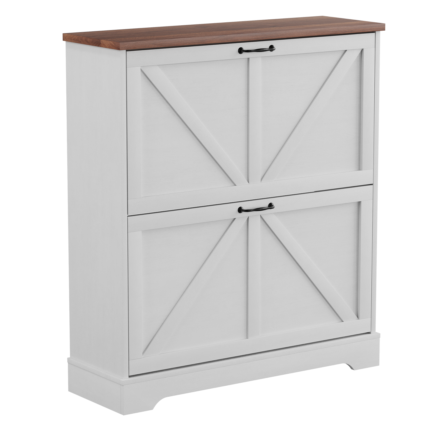 Algherohein Farmhouse Shoe Cabinet Entryway,Shoe Storage Cabinet with 2 Flip Drawers,Gray