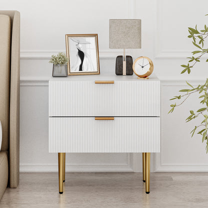 Semiocthome Night Stands for Bedroom with Wave Pattern,Modern End Tables with 2 Drawer