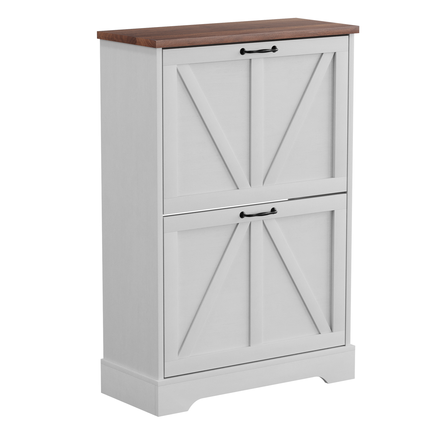 Algherohein Farmhouse Shoe Cabinet Entryway,Shoe Storage Cabinet with 2 Flip Drawers,Gray