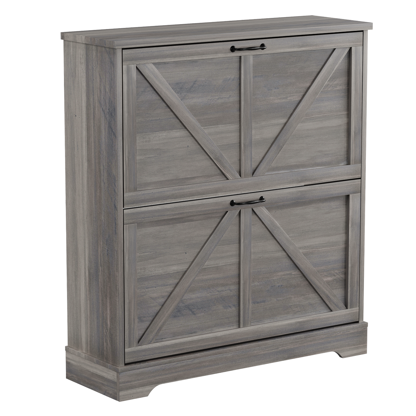 Algherohein Farmhouse Shoe Cabinet Entryway,Shoe Storage Cabinet with 2 Flip Drawers,Gray