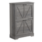 Algherohein Farmhouse Shoe Cabinet Entryway,Shoe Storage Cabinet with 2 Flip Drawers,Gray