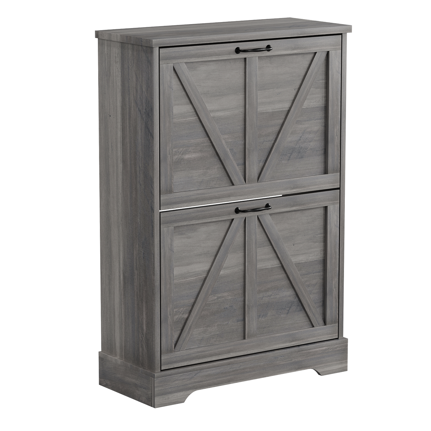 Algherohein Farmhouse Shoe Cabinet Entryway,Shoe Storage Cabinet with 2 Flip Drawers,Gray