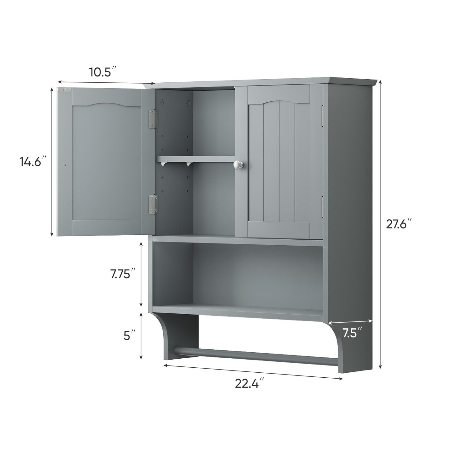 Smuxee Bathroom Storage Cabinets with Doors and Shelves,Towel Bar,over the Toilet Storage