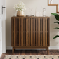 Algherohein Mid-Century Shoe Cabinet, 7-Tier, Adjustable Shelves, 20-24 Pair Capacity, Walnut