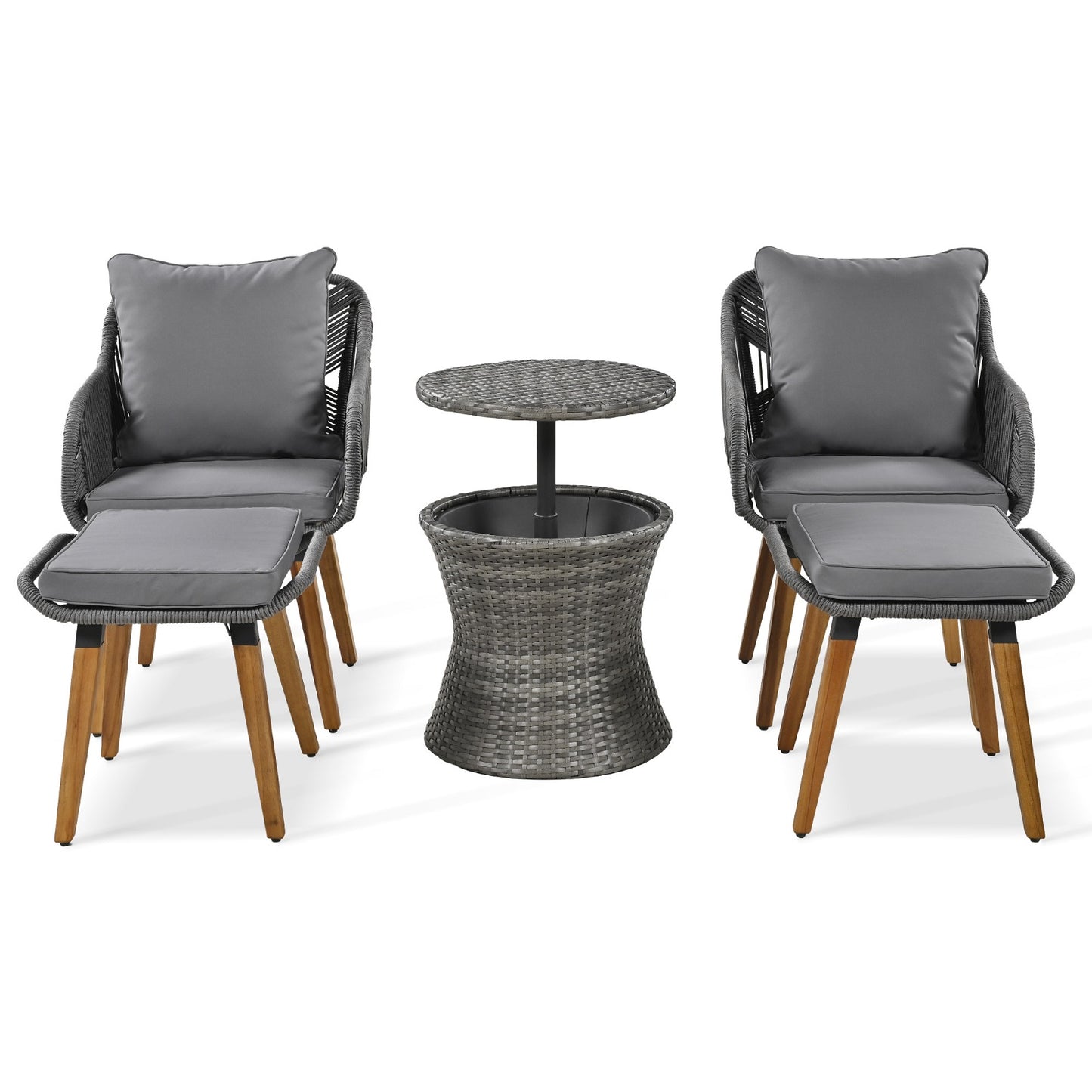 Algherohein Rattan 2-Seat Patio Furniture Set with Rocking Chairs,3 Piece Outdoor Patio Set