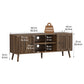 Semiocthome Mid-Century Walnut TV Stand with 2 Vertical Groove Doors, Media Console for Living Room