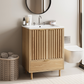 Smuxee Bathroom Vanity with Sink, Freestanding Wood Bathroom Storage Cabinet with Drawer & Doors