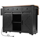 Algherohein Kitchen Island Cart with 2 Sliding Door and 3 Drawer,Storage Microwave Cart