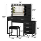 Algherohein Vanity Set with Mirror and Charging Station,Modern Makeup Vanity for Bedroom