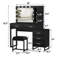 Algherohein Vanity Set with Mirror and Storage Cabinet,Makeup Vanity for Bedroom