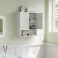 Smuxee Bathroom Wall Storage Cabinets with Door and Open Shelves,over The Toilet Storage,White Small