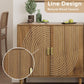 Semiocthome Kitchen Sideboard Buffet Cabinet with Adjustable Shelf, Line Groove Door, Walnut Finish, Set of 2