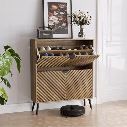 Semiocthome 31.5" Shoe Cabinet with 2 Fluted Diamond Doors