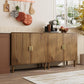 Semiocthome Kitchen Sideboard Buffet Cabinet with Adjustable Shelf, Line Groove Door, Walnut Finish, Set of 2