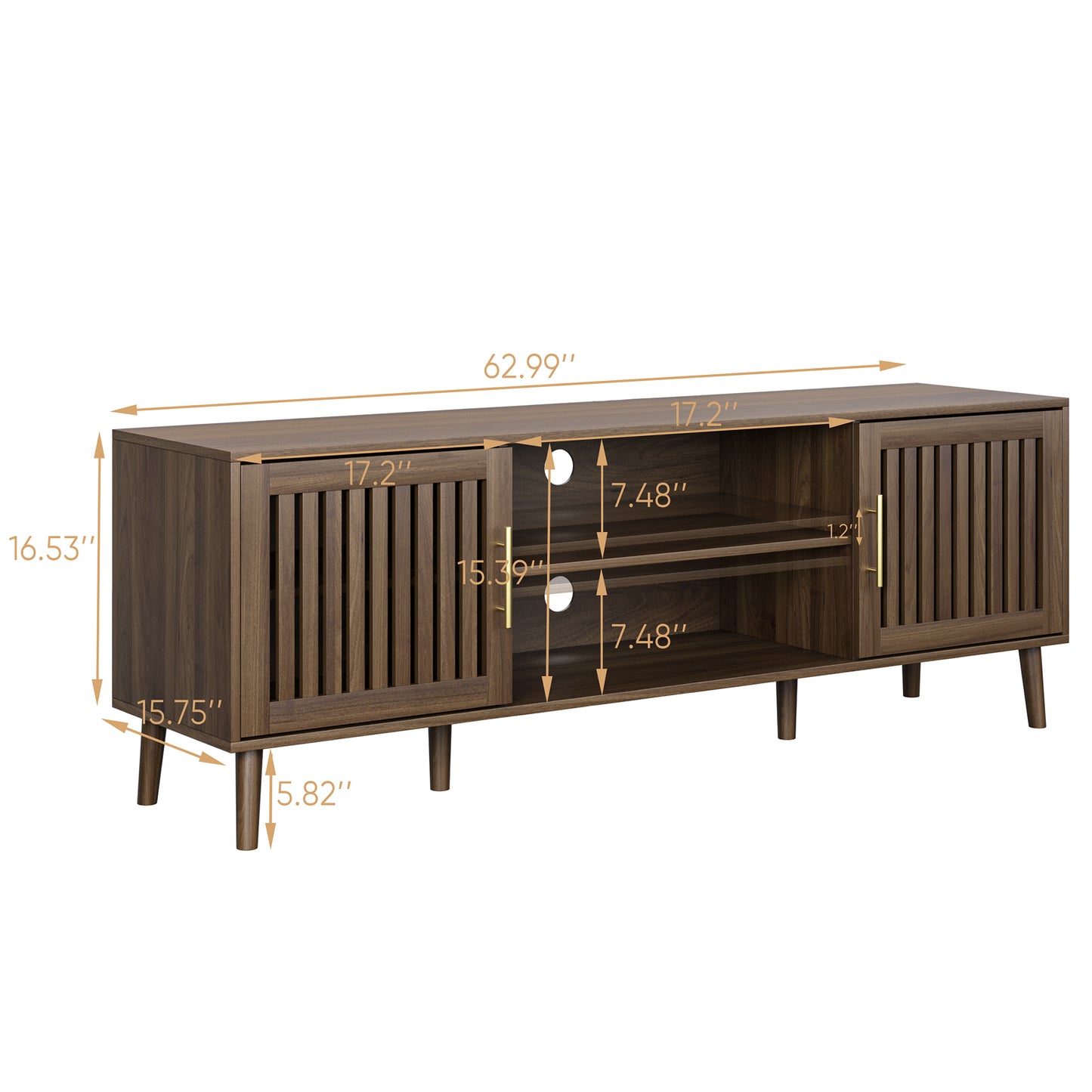 Semiocthome 63" TV Stand with 2 Grille Door