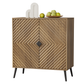 Semiocthome Buffet Cabinet with V-Shape Fluted Doors, Coffee Bar, 1 Shelf, Walnut