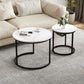 Smuxee Modern Round Wood Nesting Coffee Table Set,End Table for Living Room