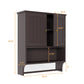 Semiocthome Bathroom Medicine Cabinet Storage Wall Mounted with Towel Bar and 2 Door in Brown