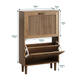 Semiocthome 23.6" Shoe Cabinet with 2 Flip Drawers, Small Fluted Doors, Shoe Storage Cabinet for Entryway,Natural
