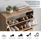 Semiocthome 23.6" Shoe Cabinet with 2 Flip Drawers, Small Fluted Doors, Shoe Storage Cabinet for Entryway,Natural