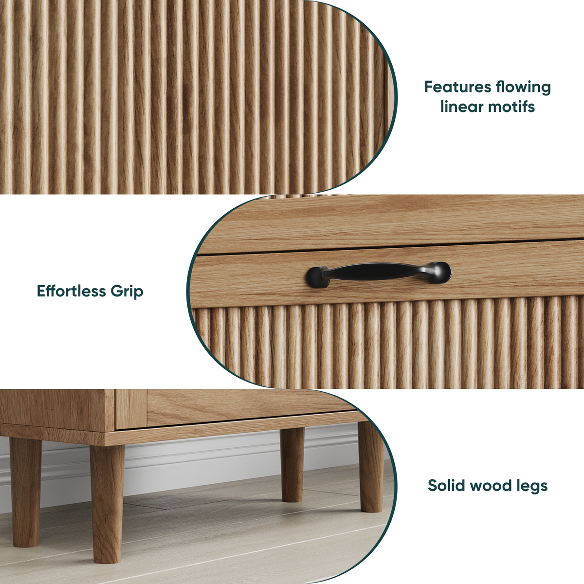 Semiocthome 23.6" Shoe Cabinet with 2 Flip Drawers, Small Fluted Doors, Shoe Storage Cabinet for Entryway,Natural
