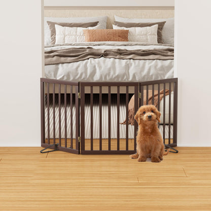 Smart FENDEE Dog Gate Bamboo Foldable Pet Gate for Doorway,24"H,Brown