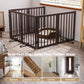 Smart FENDEE 6 Panels Foldable Dog Gate Extra Wide Entryway Freestanding Bamboo Pet Fence, 24"H,Brown