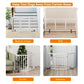 Smart FENDEE Bamboo Dog Gate Foldable Pet Gate for Doorway, 2 Metal Stands, White,Expands Up to 55"W