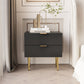 Semiocthome Black Nightstand Modern Night Stand with Wave Fluted Drawer for Bedroom