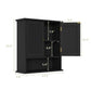 Semiocthome Bathroom Medicine Cabinet Wood 2 Doors Wall Cabinet over the Toilet Storage in Black