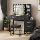 Semiocthome Modern White Vanity Tables Set for Bedroom with LED Lights