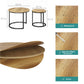 Smart FENDEE 23.6" Nesting Coffee Table Set of 2 Wood Grain Top Side Table for Living Room,Black