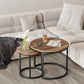 Semiocthome Modern Round Nesting Coffee Table Set,End Table Metal Frame for Living Room,23.6",Brown