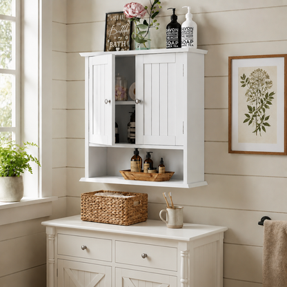 Semiocthome over the Toilet Storage Wall Medicine Cabinet with 2 Doors and Adjustable Shelves, Bathroom Cabinets, White