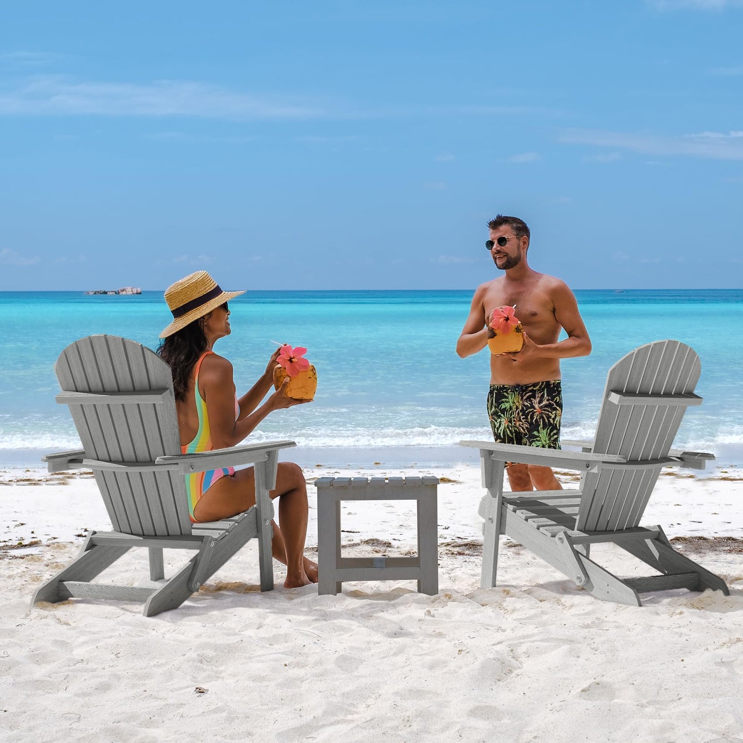 Semiocthome Folding Wood Adirondack Chair Set of 2,Outdoor Chair for Patio
