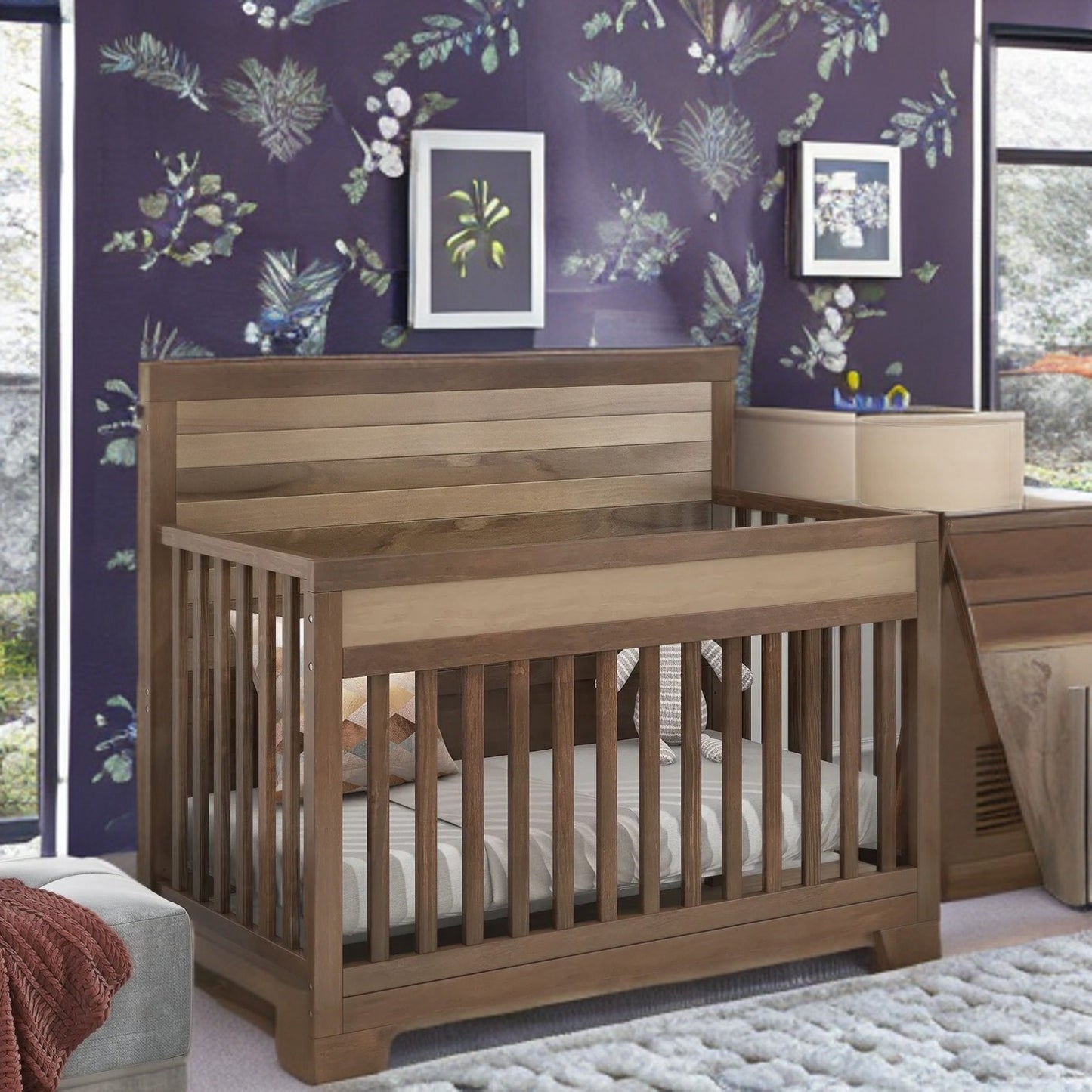 Semiocthome Certified Baby Safe Crib, Pine Solid Wood, Non-Toxic Finish, Brown