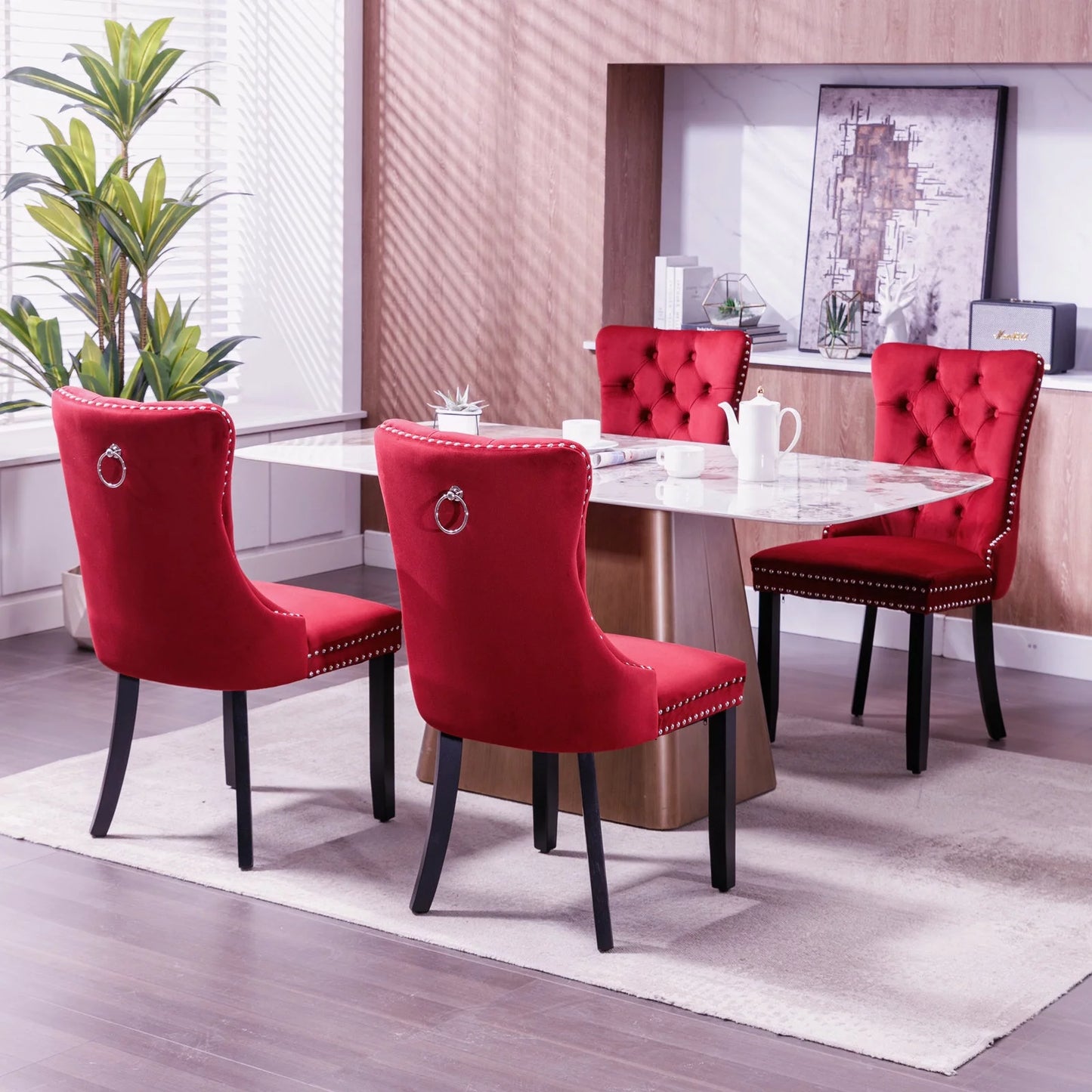 Semiocthome Modern Tufted Dining Chair Set of 2,Velvet Chair with Rivets, Dining Room
