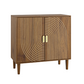 Smuxee Modern Wooden Bathroom Storage Cabinet with Carved Doors & Shelves, Freestanding Bathroom Storage Organizer,Walnut