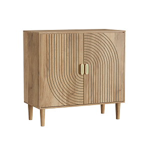 Smuxee Modern Wooden Bathroom Storage Cabinet with Carved Doors & Shelves, Freestanding Bathroom Storage Organizer,Walnut