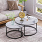Semiocthome Modern Round Nesting Coffee Table Set,End Table Metal Frame for Living Room
