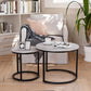 Semiocthome Modern Nesting Coffee Table Set,End Table for Living Room, 23.6" W, White,Marble Pattern