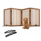 Smart FENDEE Bamboo Dog Gate Freestanding Pet Gate with 2 Support Feet for Doorways,Walnut,24"H,4 Panel