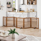 Smart FENDEE Bamboo Dog Gate Freestanding Pet Gate with 2 Support Feet for Doorways,Walnut,24"H,6 Panel