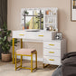 Semiocthome Vanity Table with 10 Led Lights, Makeup Desk with Lighted Mirror