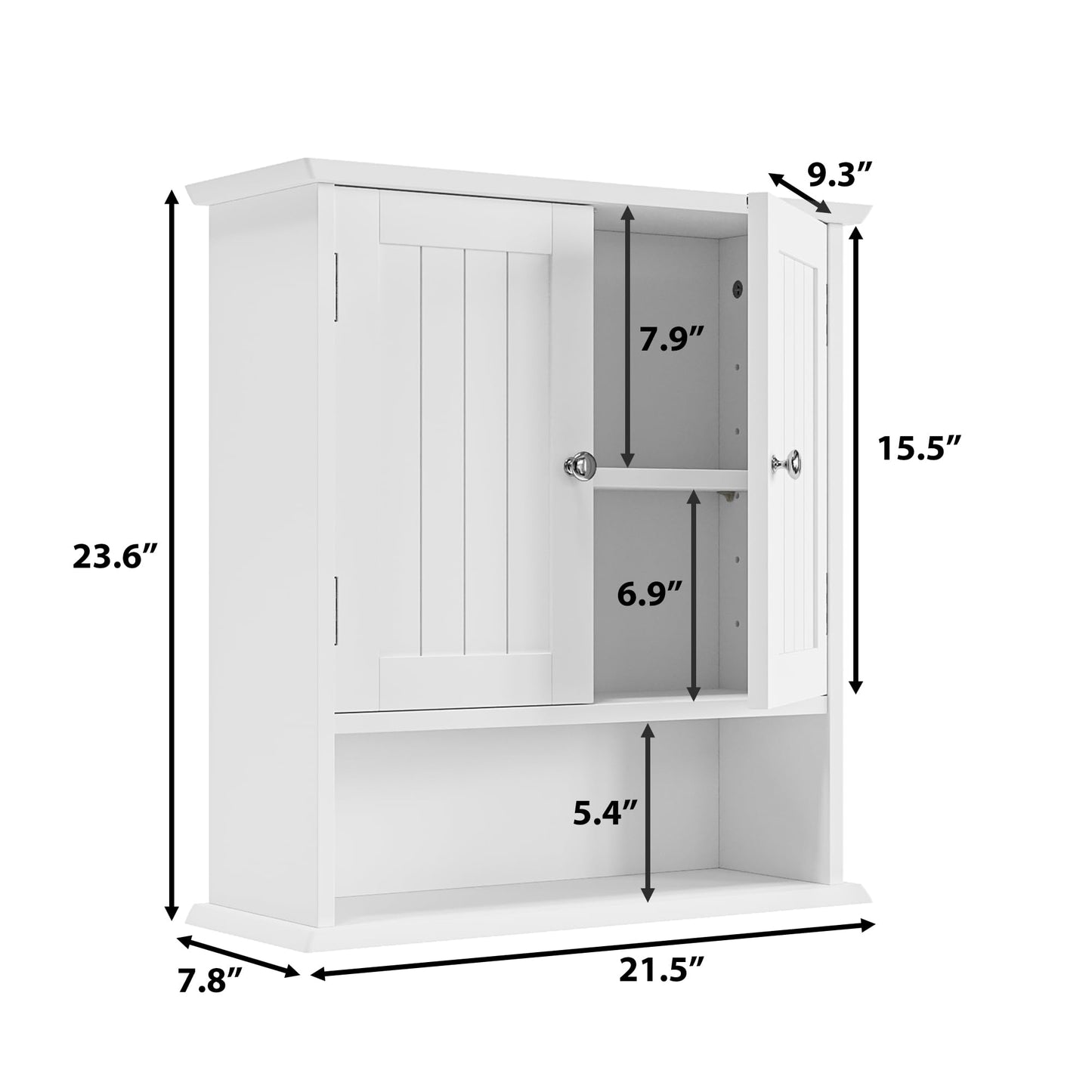 Semiocthome over the Toilet Storage Wall Medicine Cabinet with 2 Doors and Adjustable Shelves, Bathroom Cabinets, White